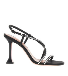 [Amina Muaddi] Sandals SS26 SALLYSANDAL95SATIN CRYSTALSBLACK-BLACK
