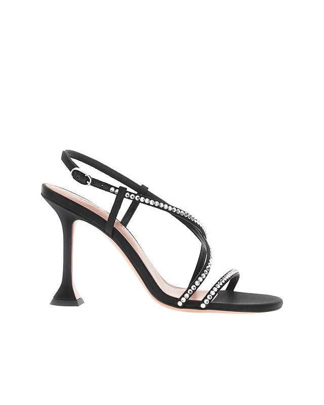 [Amina Muaddi] Sandals SS26 SALLYSANDAL95SATIN CRYSTALSBLACK-BLACK