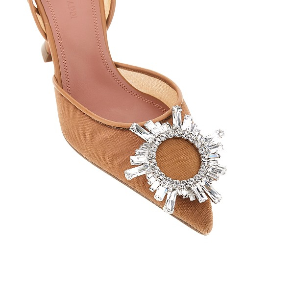 [Amina Muaddi] Sandals SS26 BEGUMMESHSLING70MESHLATTE-LATTE