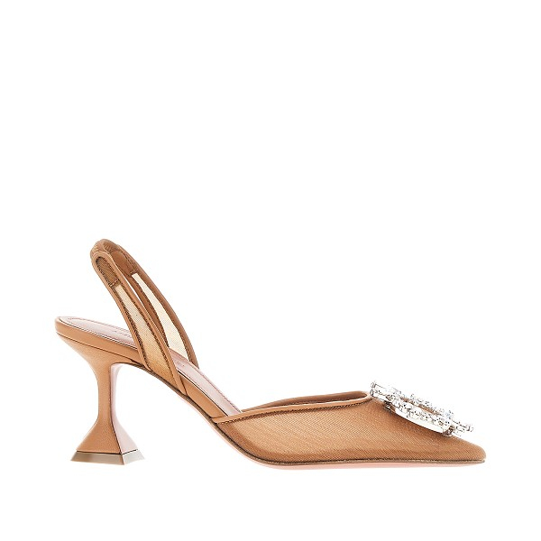 [Amina Muaddi] Sandals SS26 BEGUMMESHSLING70MESHLATTE-LATTE