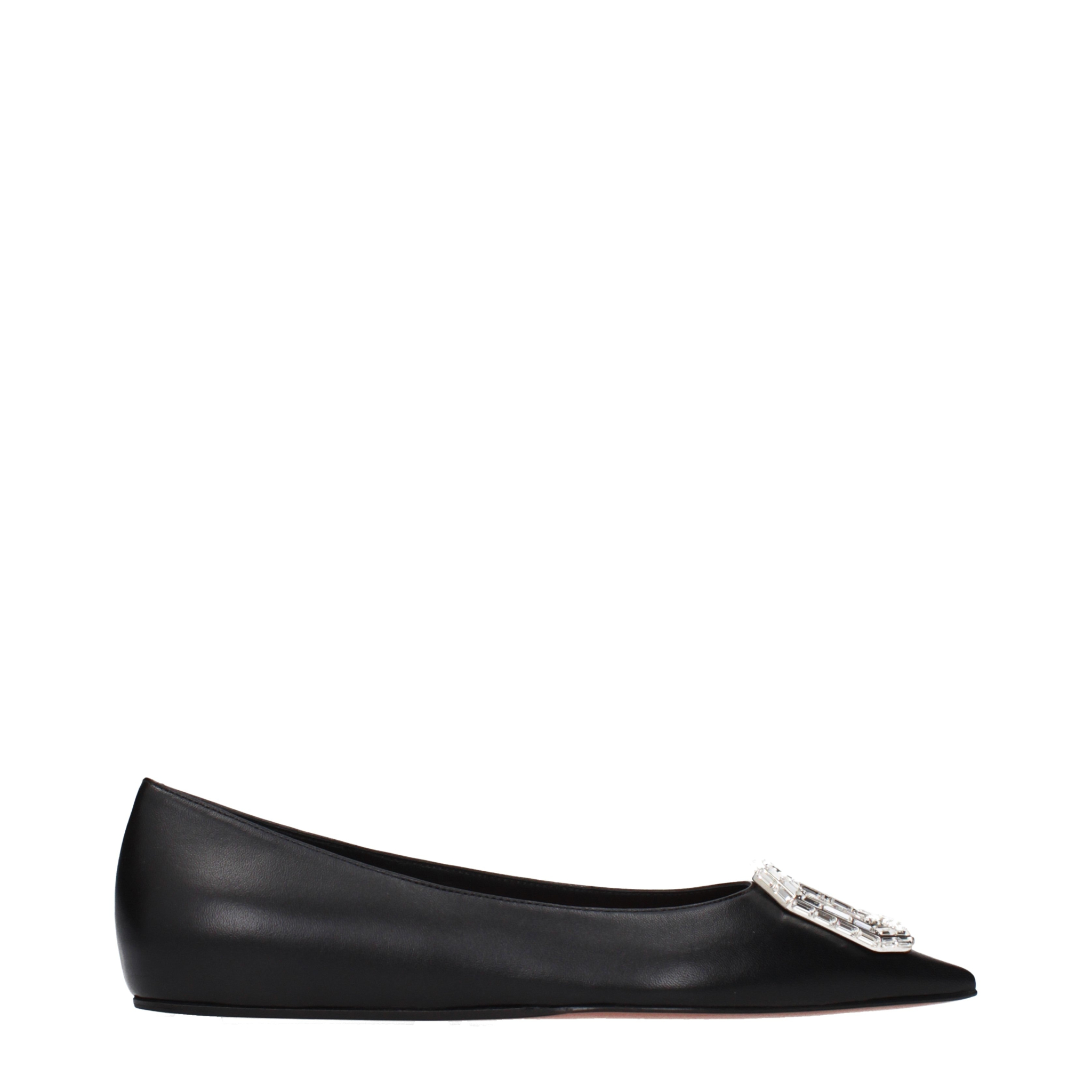 [Amina Muaddi] Flat shoes SS25 CAMELIAFLATNAPPABLACK