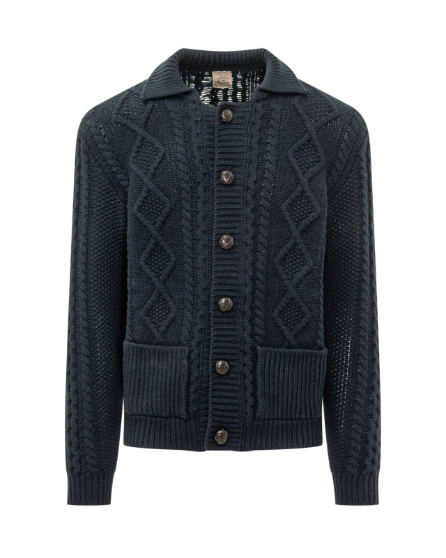 [Rakki] Cardigan FW26 CROWNPOLOWVB BLU NOTTE