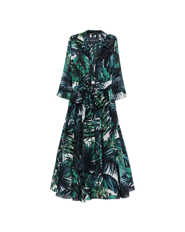 SAMANTHA SUNG ASTERDRESSSHIRT HONOLULUPALMWHITEJADE