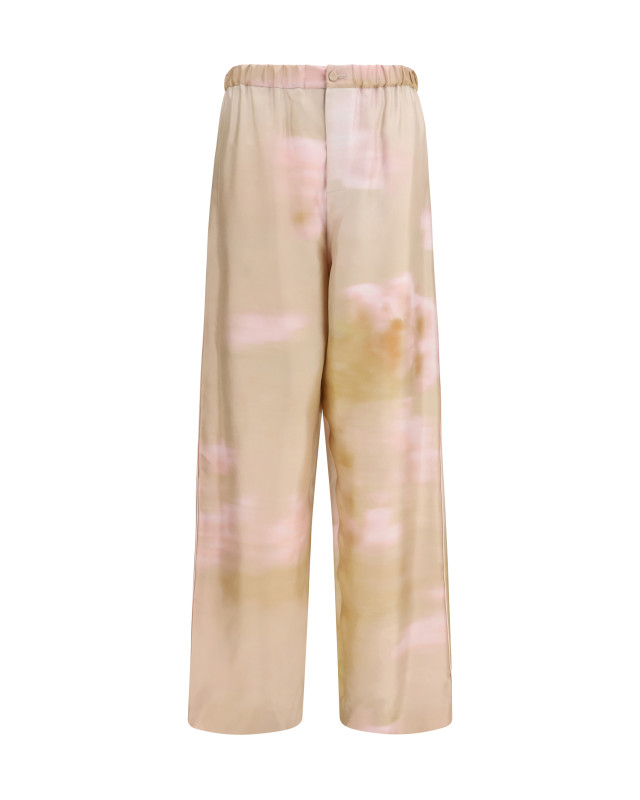 Printed silk twill Pants