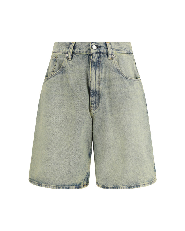 Super Wide Denim Bermuda Shorts