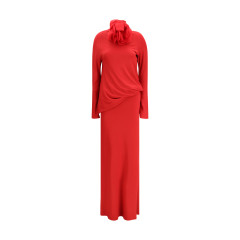 Long open-back Dress with high neck