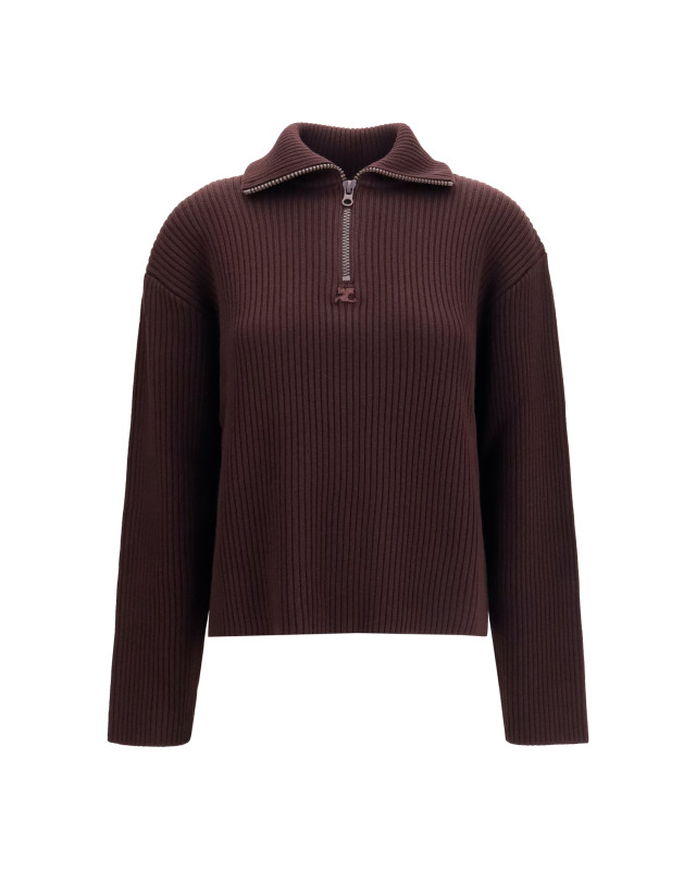 Ribbed zip Sweater