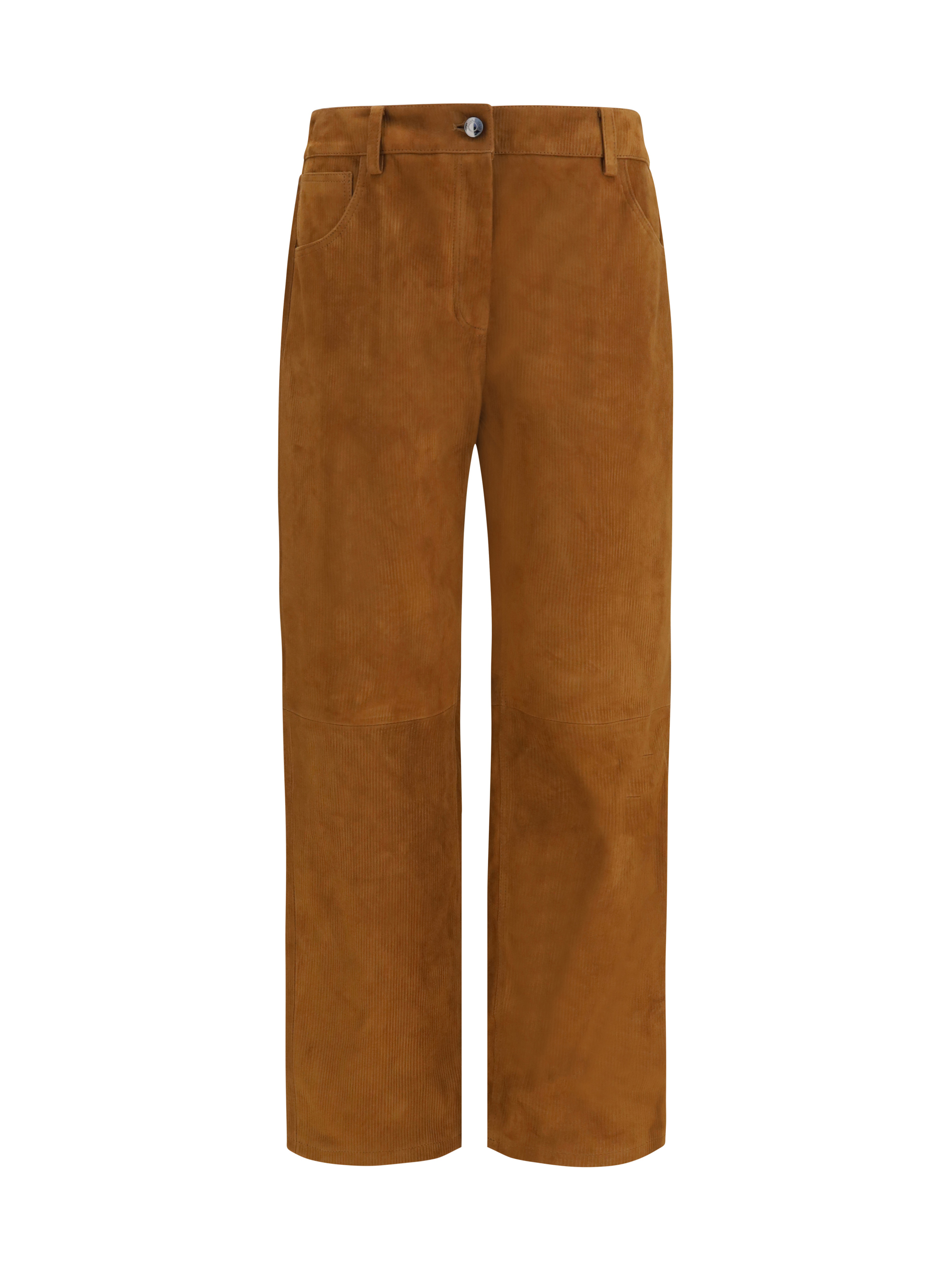 Straight-leg corduroy-effect leather Pants