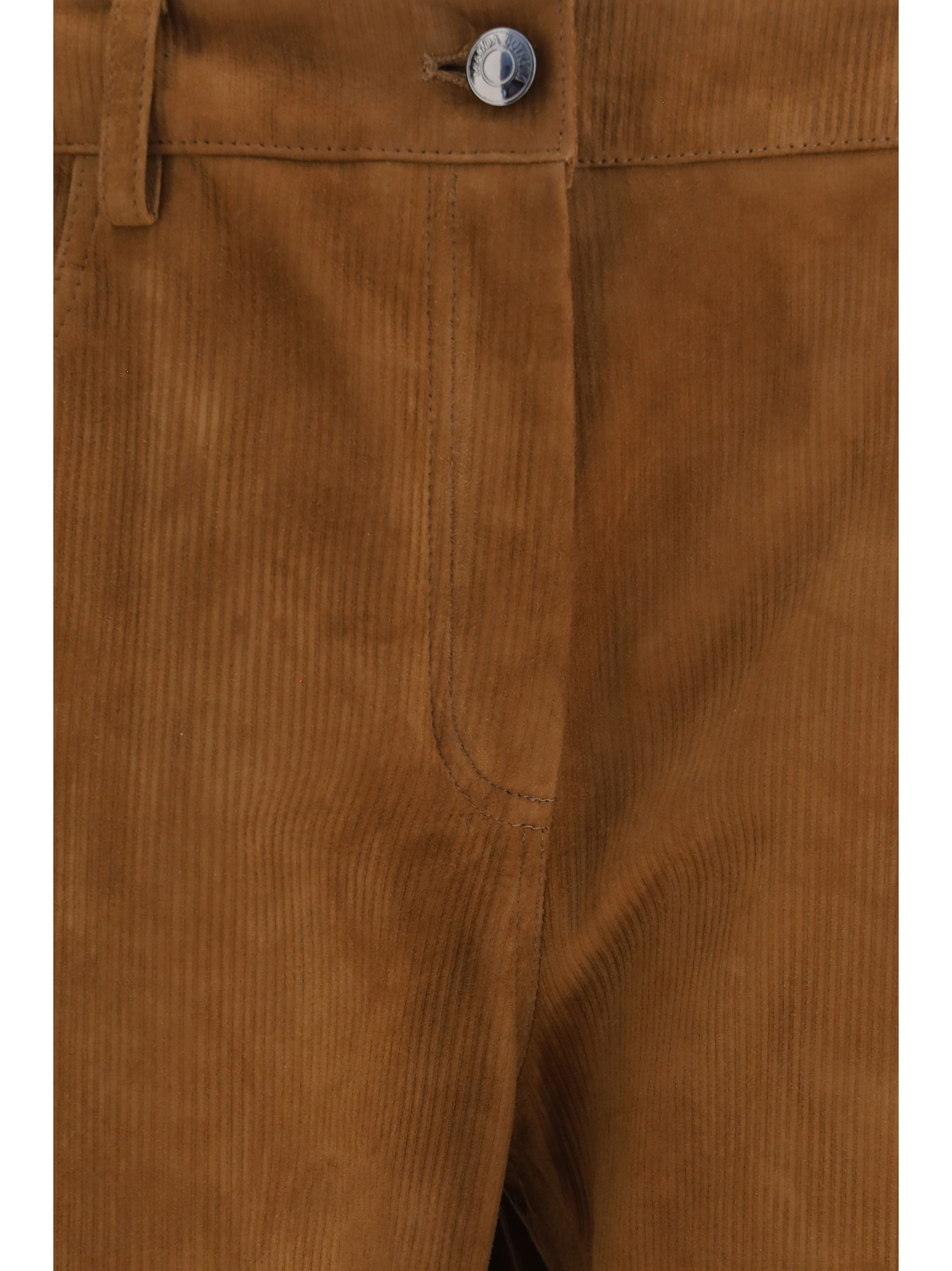 Straight-leg corduroy-effect leather Pants