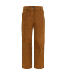 Straight-leg corduroy-effect leather Pants