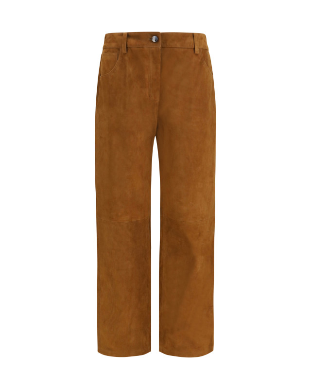 Straight-leg corduroy-effect leather Pants