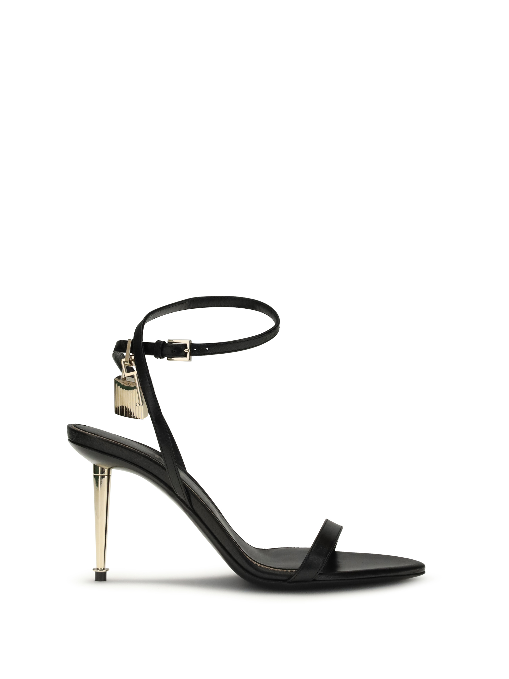 Shiny leather padlock pointy naked Sandal