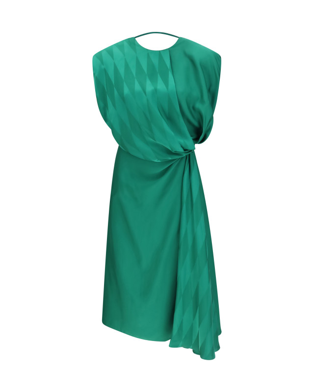 Midi silk Dress with twist detail