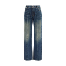 Distressed straight-leg cotton denim Jeans