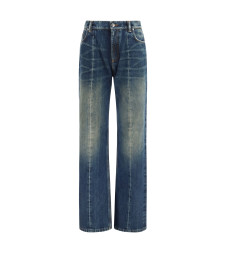 Distressed straight-leg cotton denim Jeans