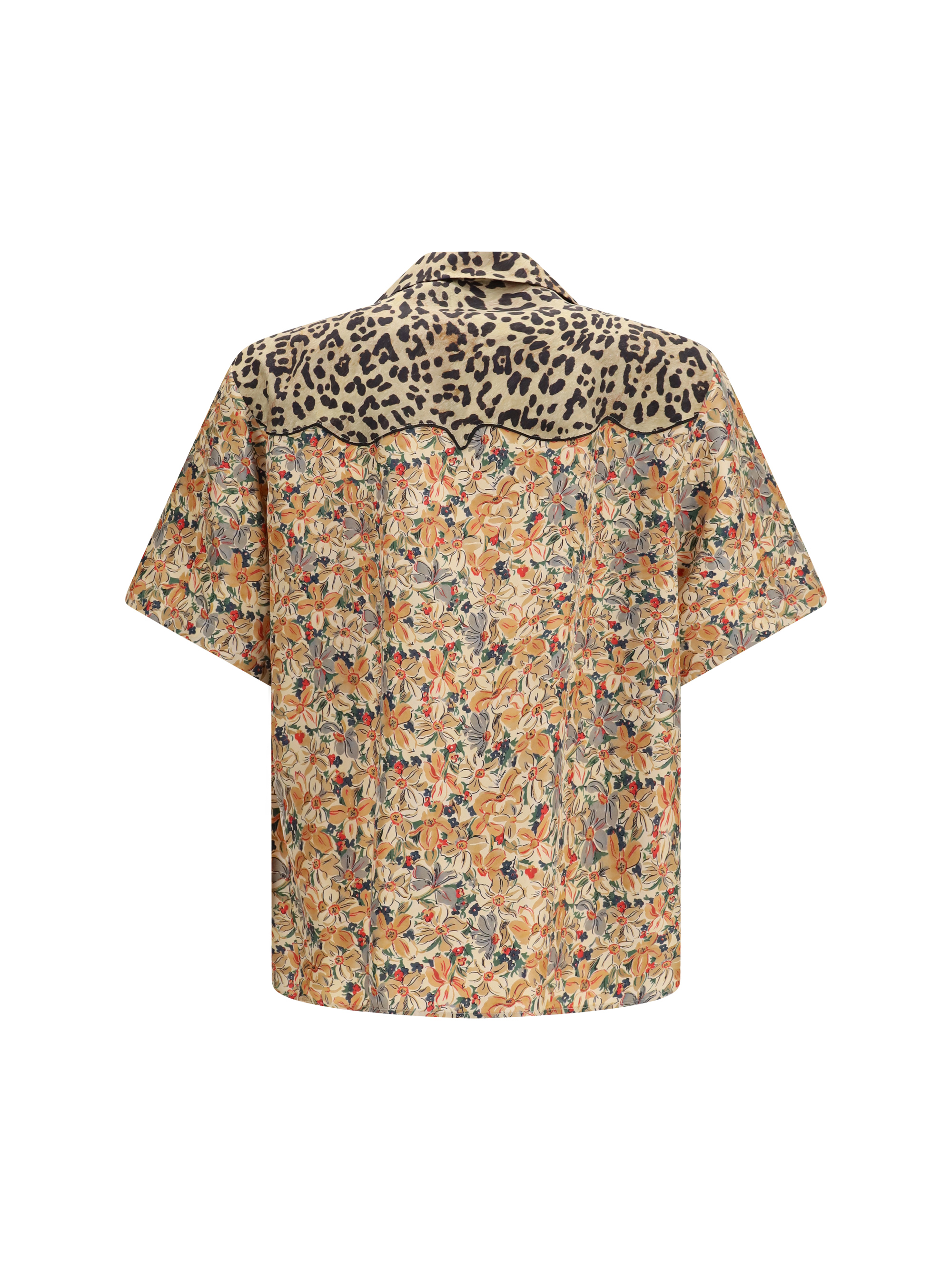 Short-sleeve floral and leopard print Shirt