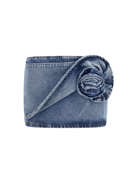 Twisted floral denim Mini Skirt