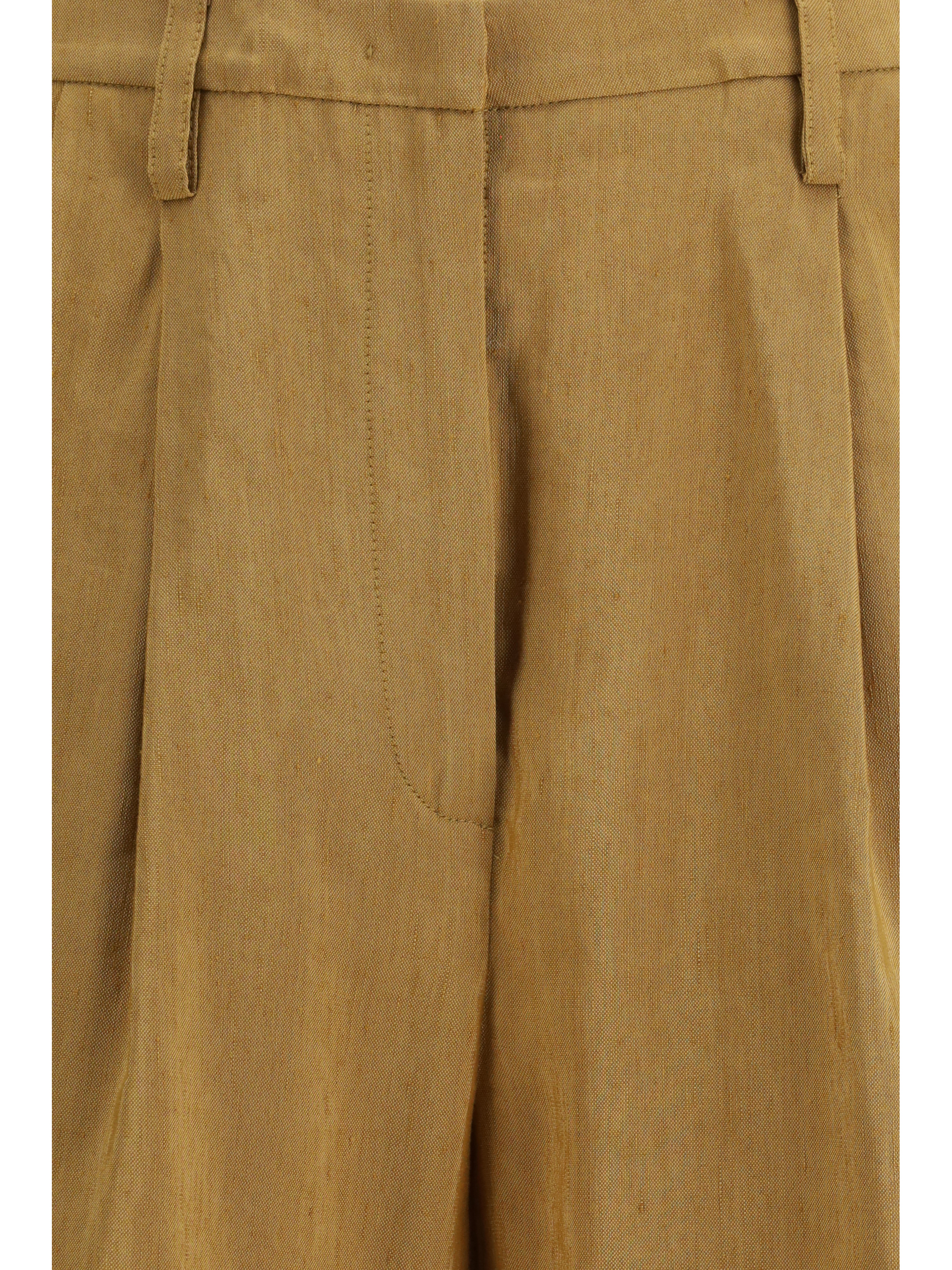 Slubbed linen and viscose Bermuda Shorts with hook and zip closure