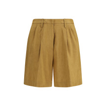 Slubbed linen and viscose Bermuda Shorts with hook and zip closure