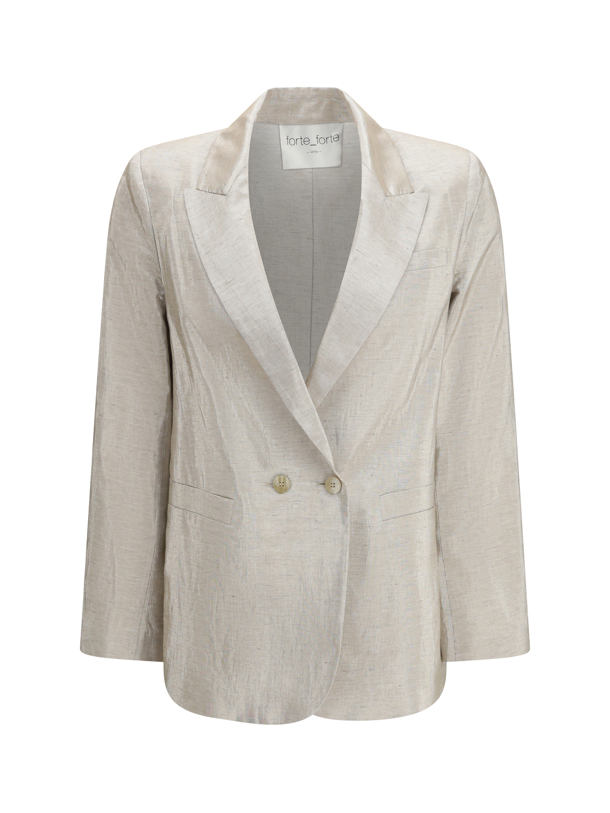 Double-Breasted Jacket in linen and lurex with jewel buttons