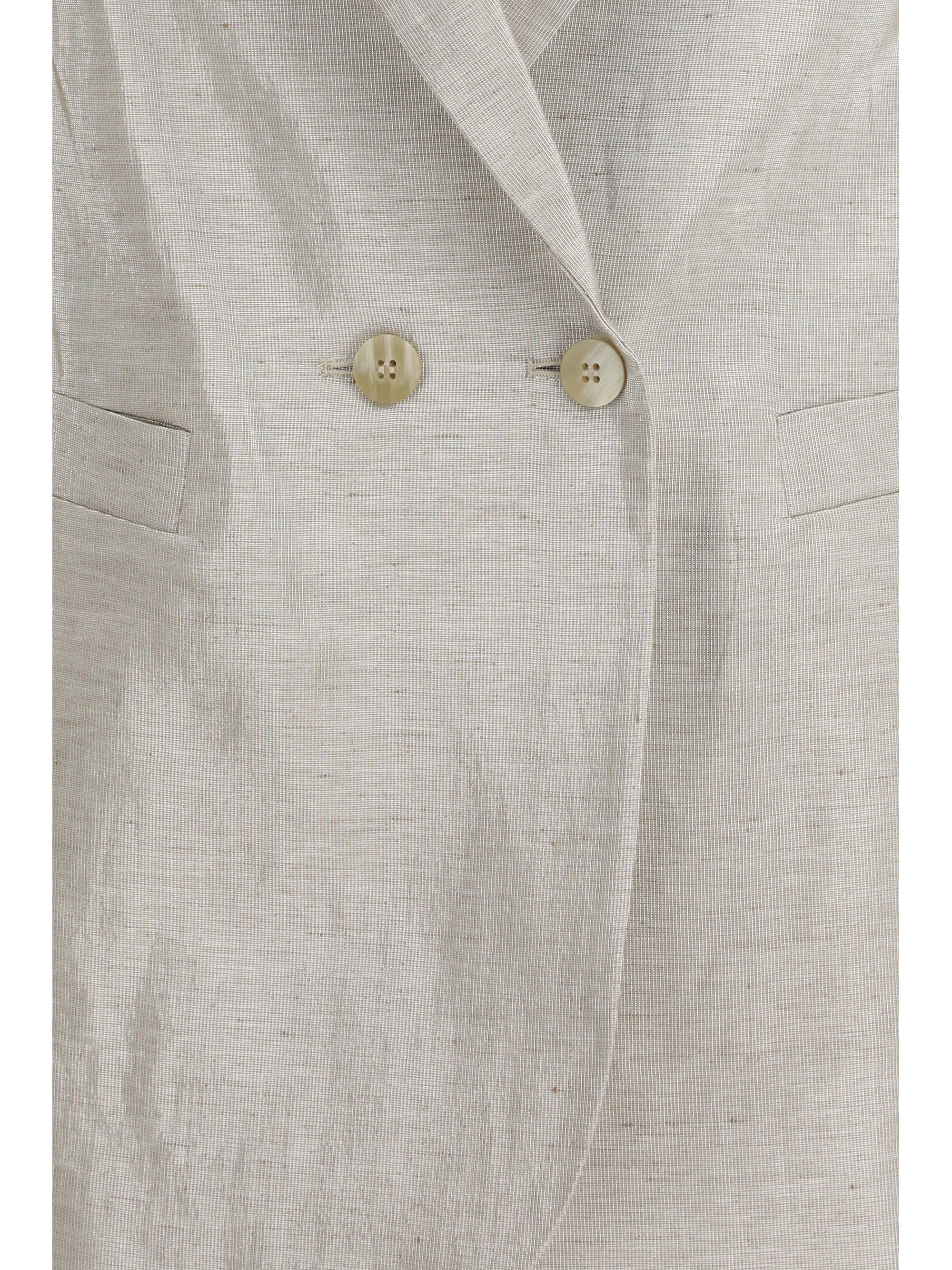 Double-Breasted Jacket in linen and lurex with jewel buttons