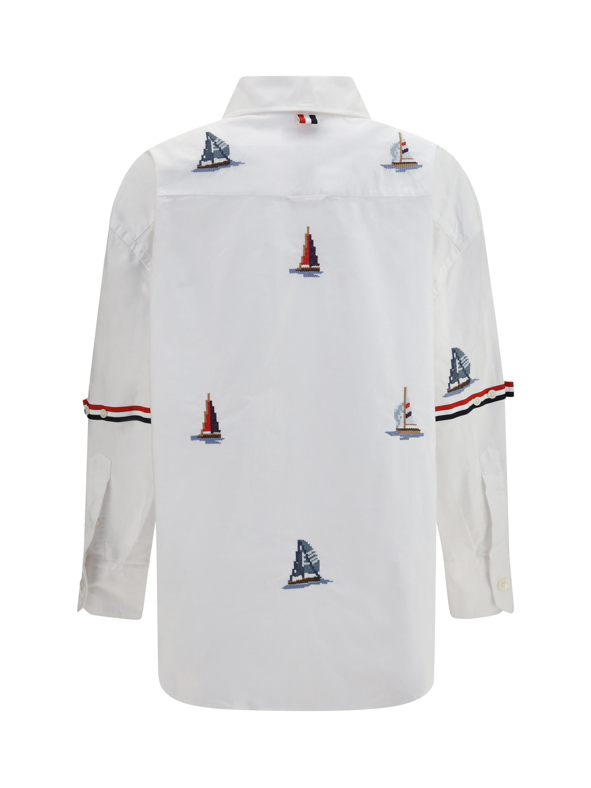 Oversized Sailboat-embroidered Shirt