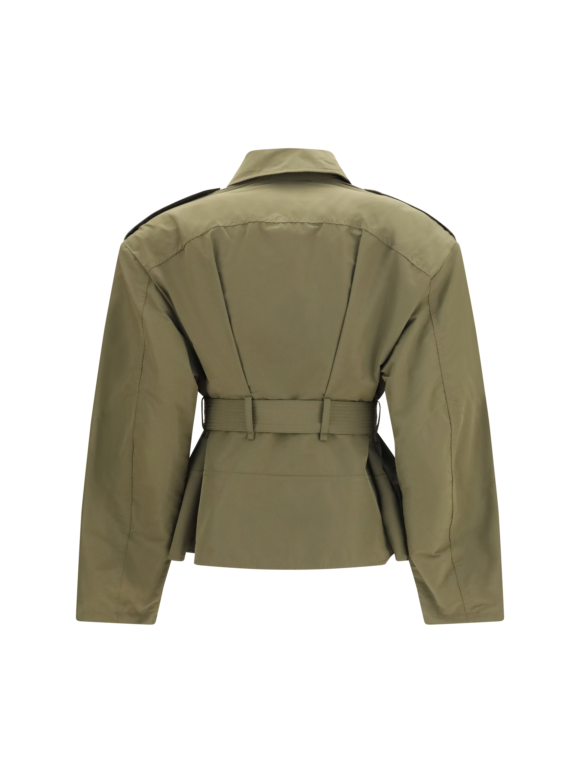 Cropped belted high-neck Jacket