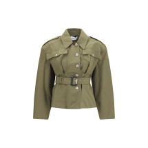 Cropped belted high-neck Jacket