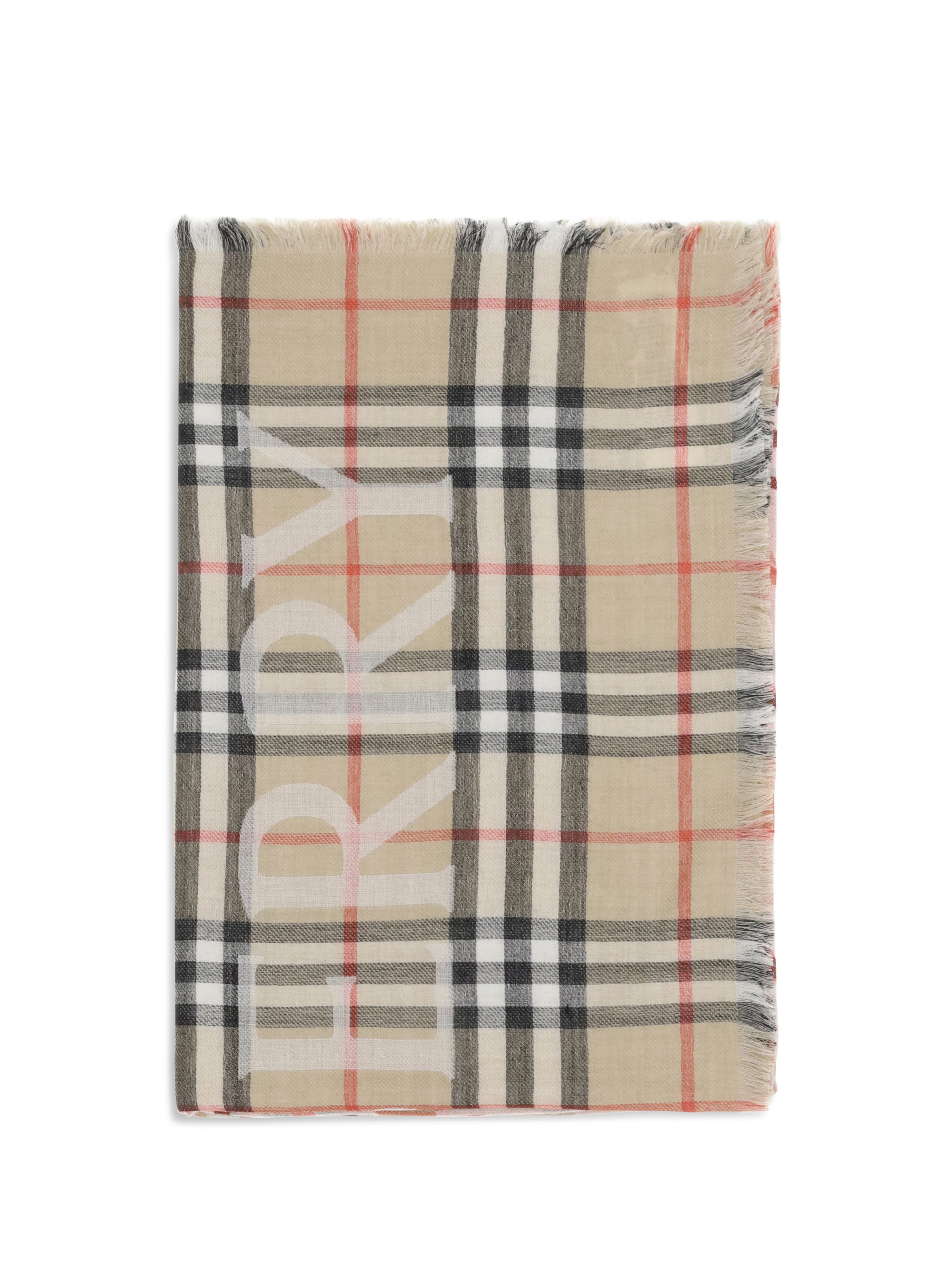 Wide wool and silk Check Scarf with EKD