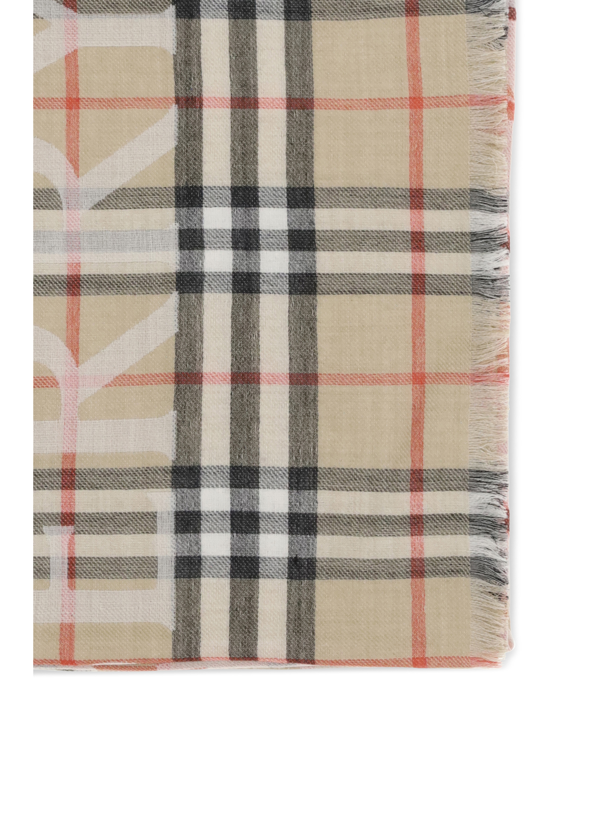 Wide wool and silk Check Scarf with EKD