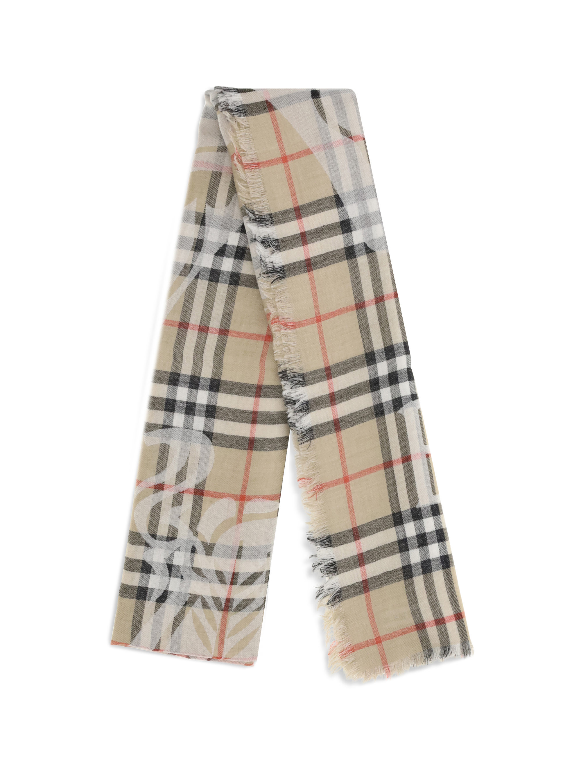 Wide wool and silk Check Scarf with EKD