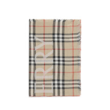 Wide wool and silk Check Scarf with EKD