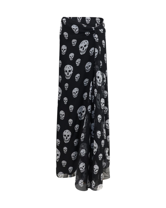 Draped long skull Skirt