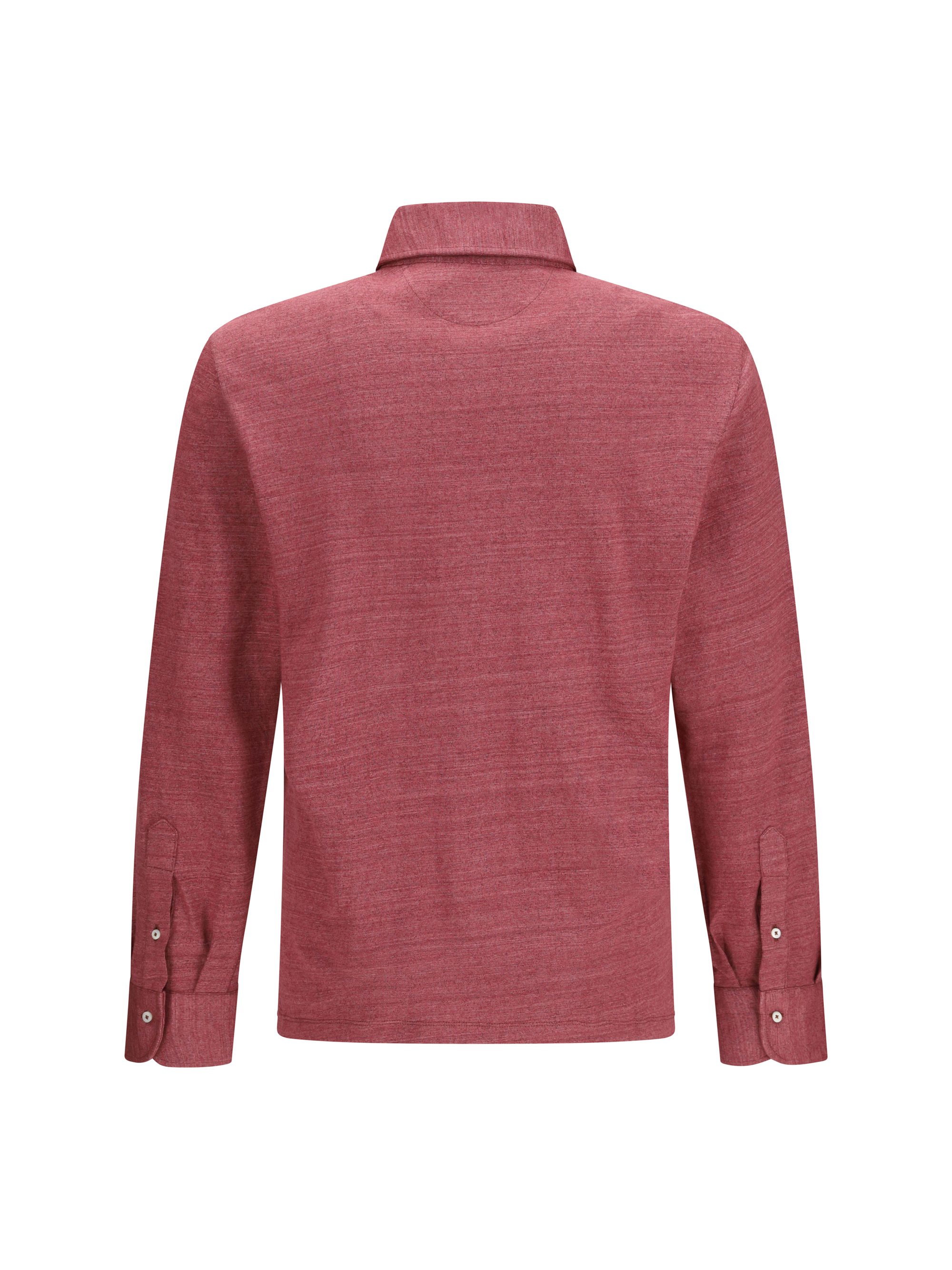 Long-sleeve Polo in mélange linen and cotton jersey