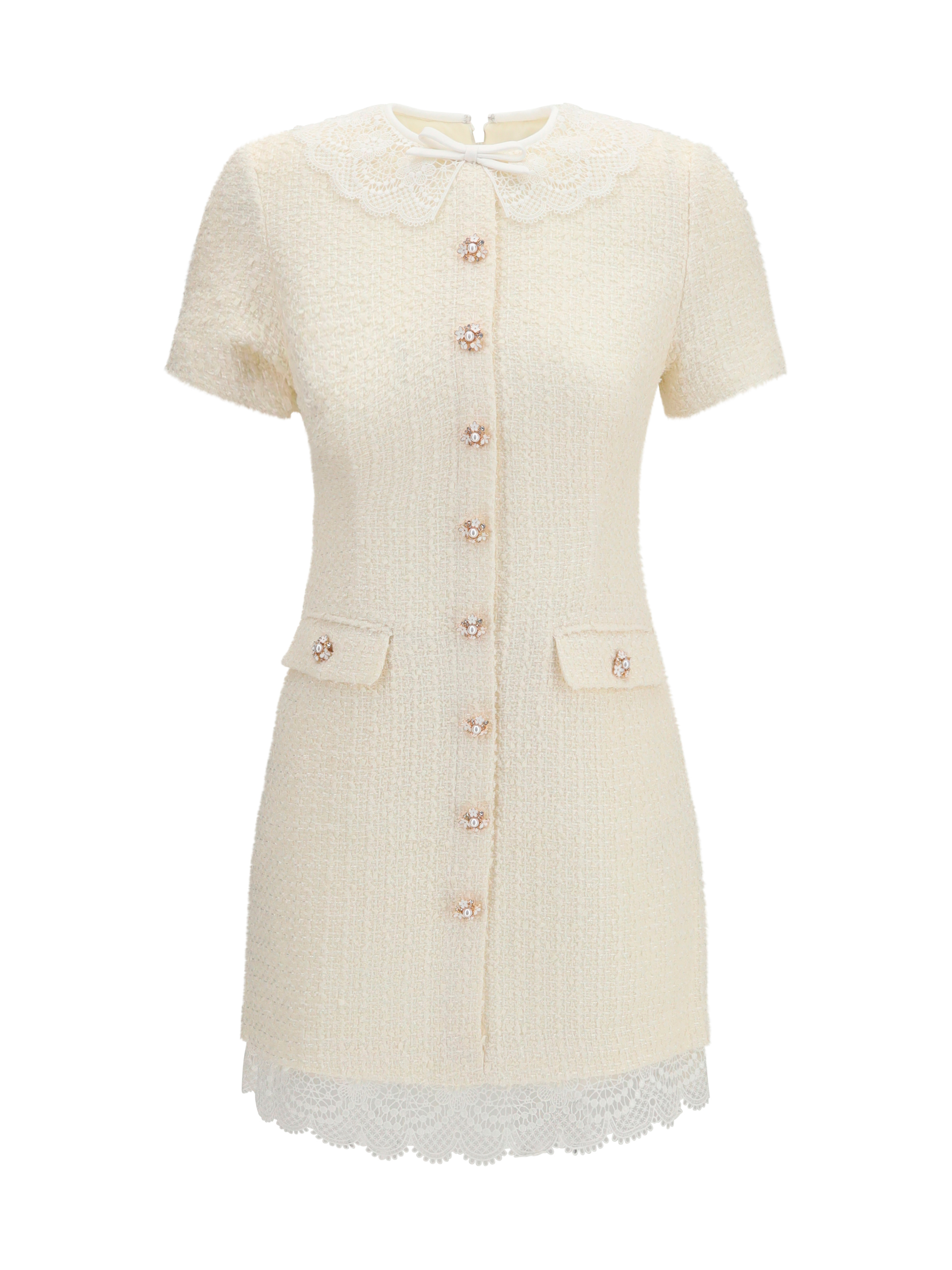 Tailored mini Dress with bouclé lace inserts