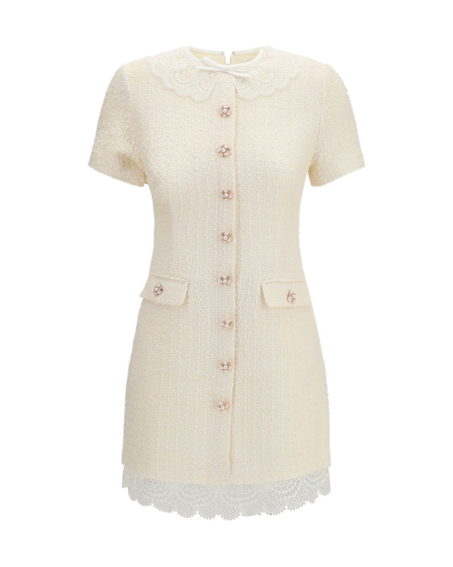 Tailored mini Dress with bouclé lace inserts