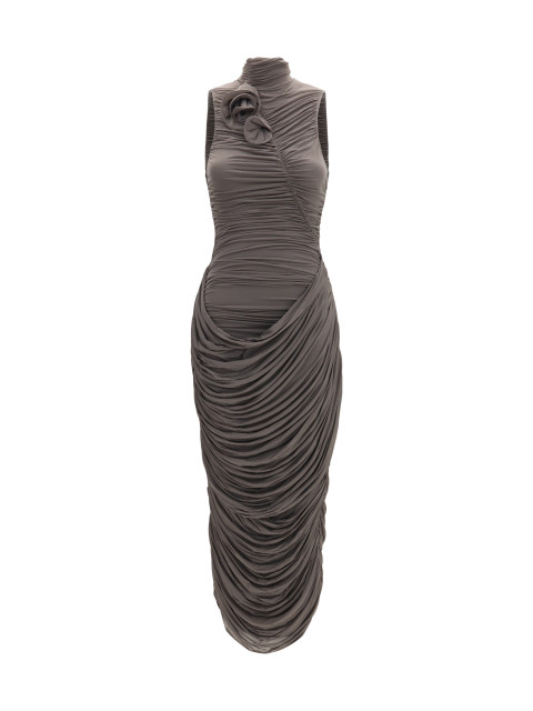 Draped high-neck midi Dress