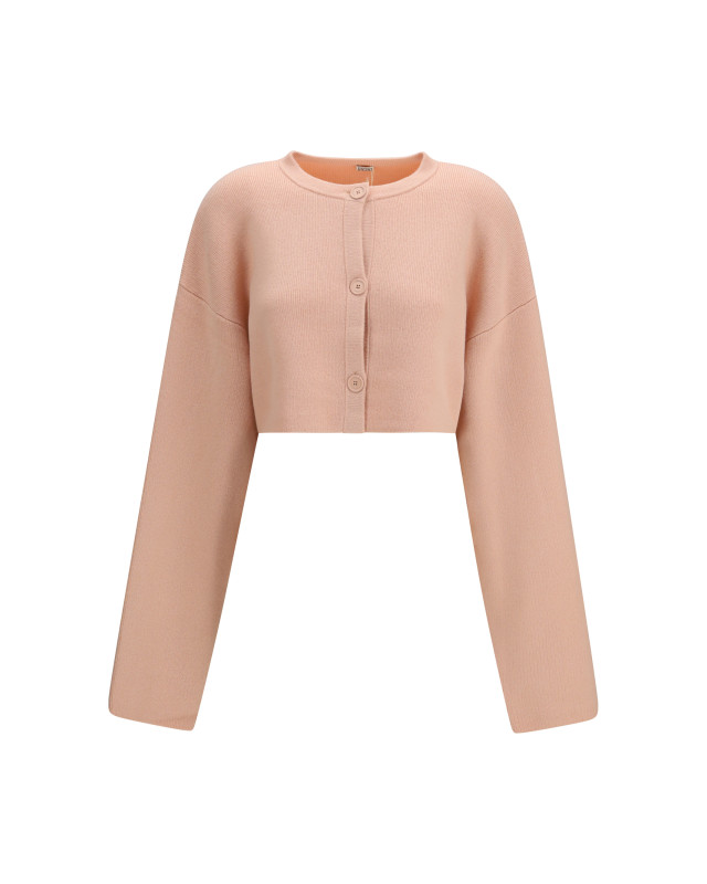 Cropped crewneck Cardigan with button fastening