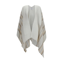 Open Poncho in linen, cashmere and silk blend
