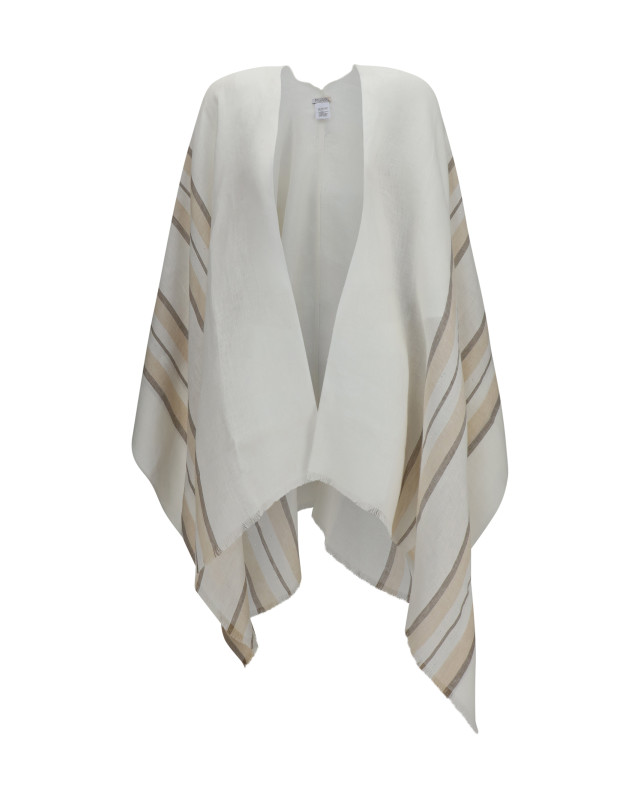 Open Poncho in linen, cashmere and silk blend