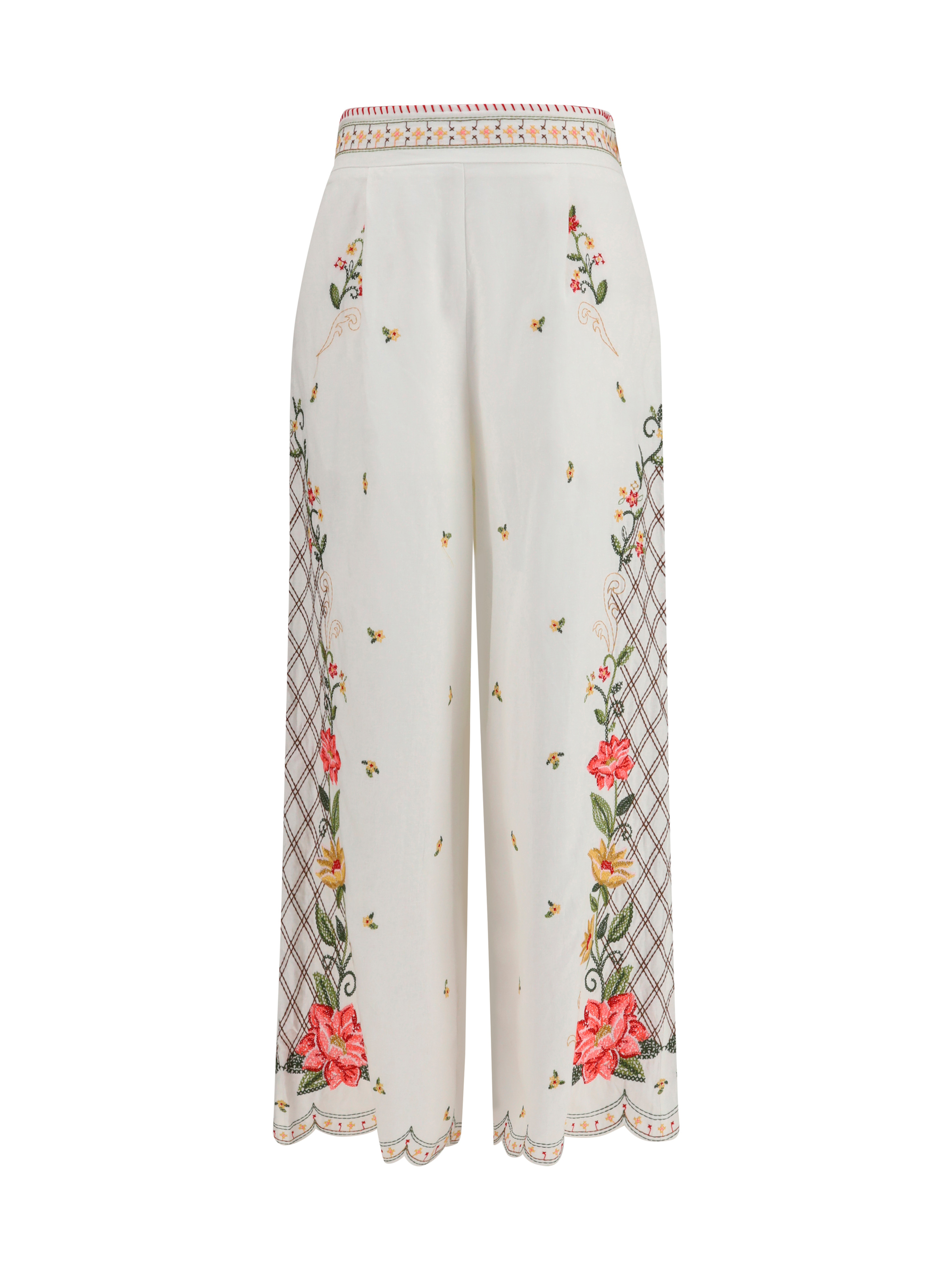 Floral embroidered wide-leg Pants