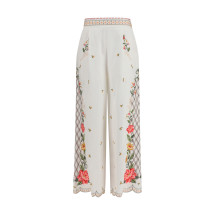 Floral embroidered wide-leg Pants
