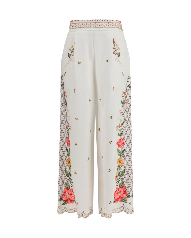 Floral embroidered wide-leg Pants