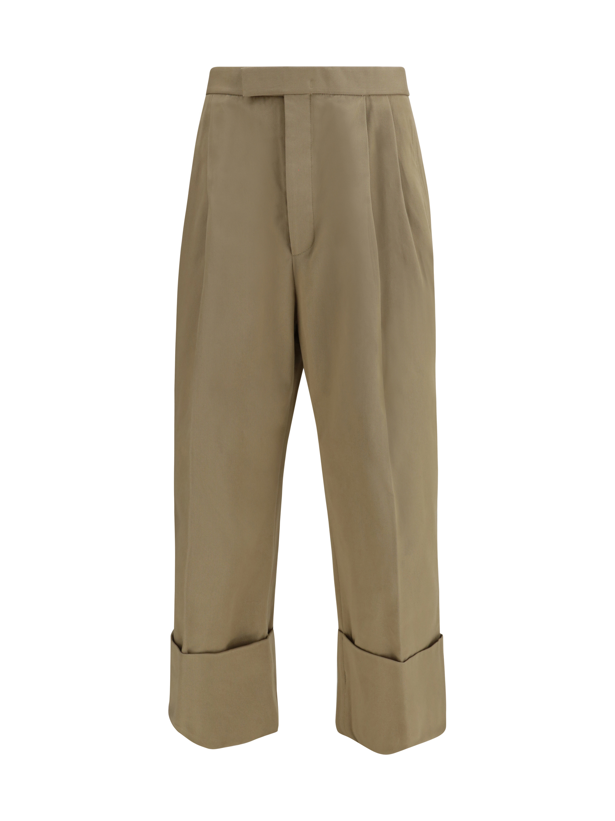 Cotton gabardine Pants with double pleats