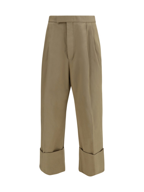 Cotton gabardine Pants with double pleats