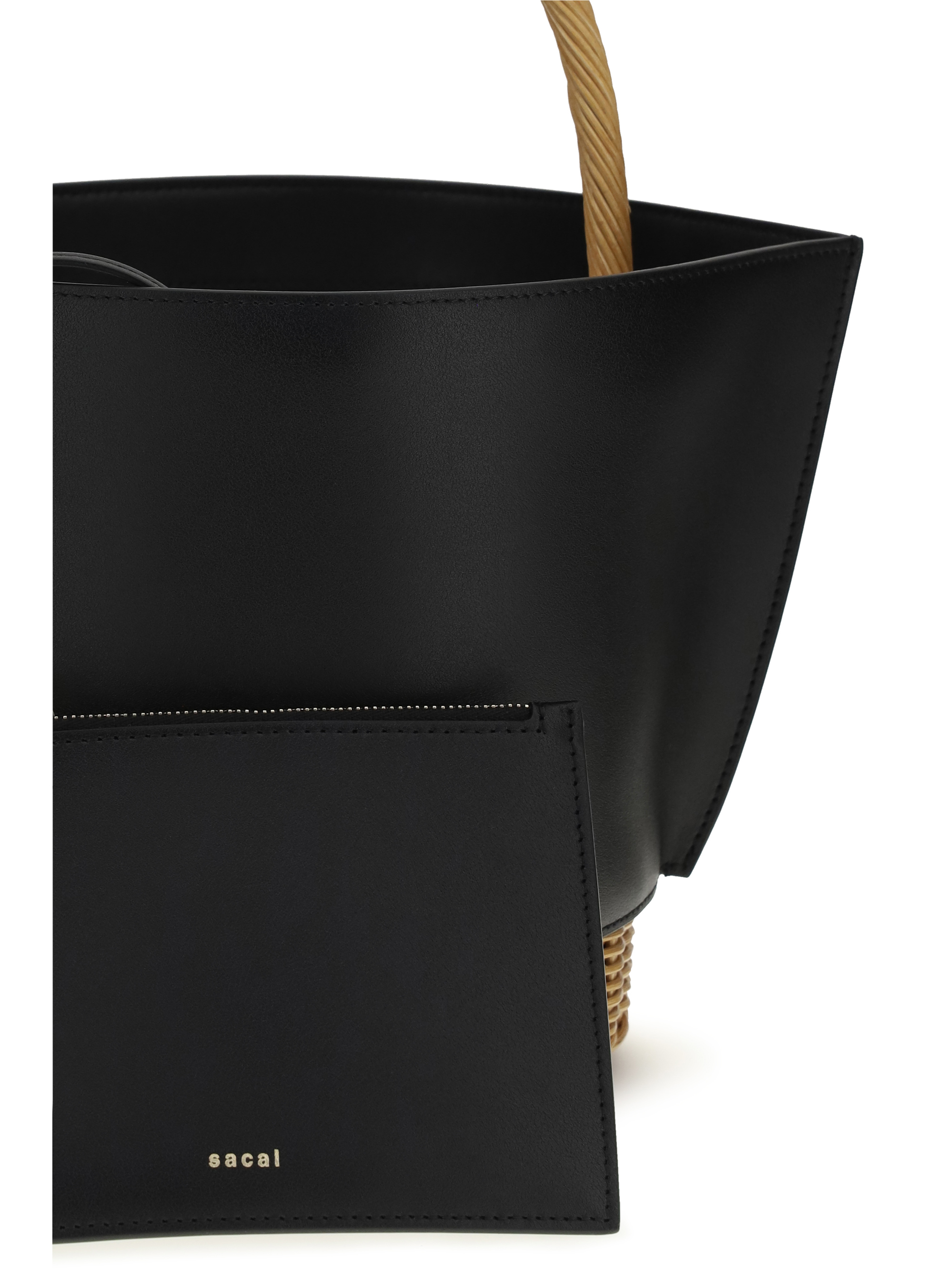 Leather and rattan Handbag