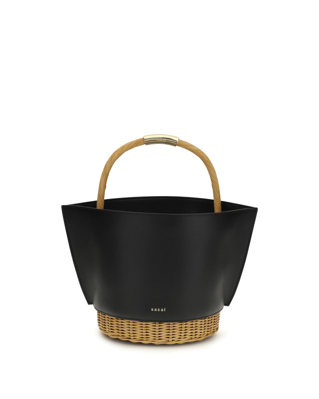 Leather and rattan Handbag