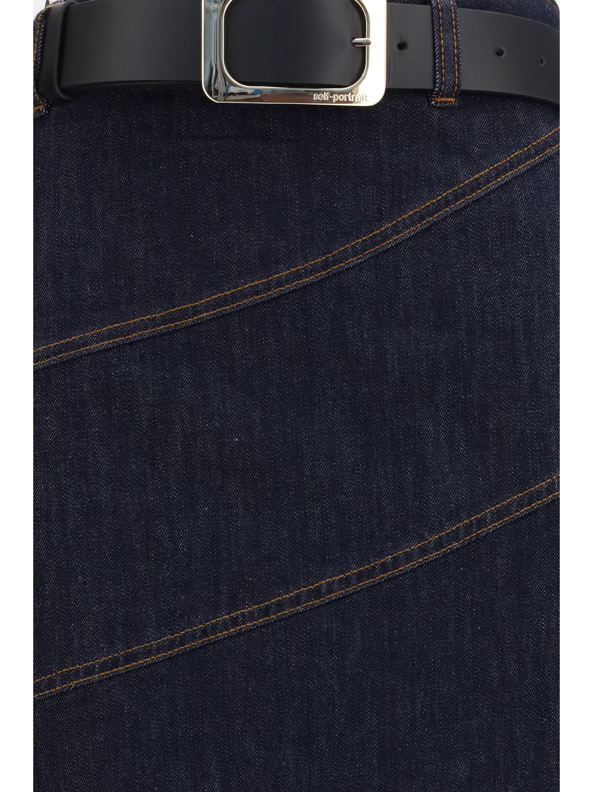 Denim midi Skirt with belt