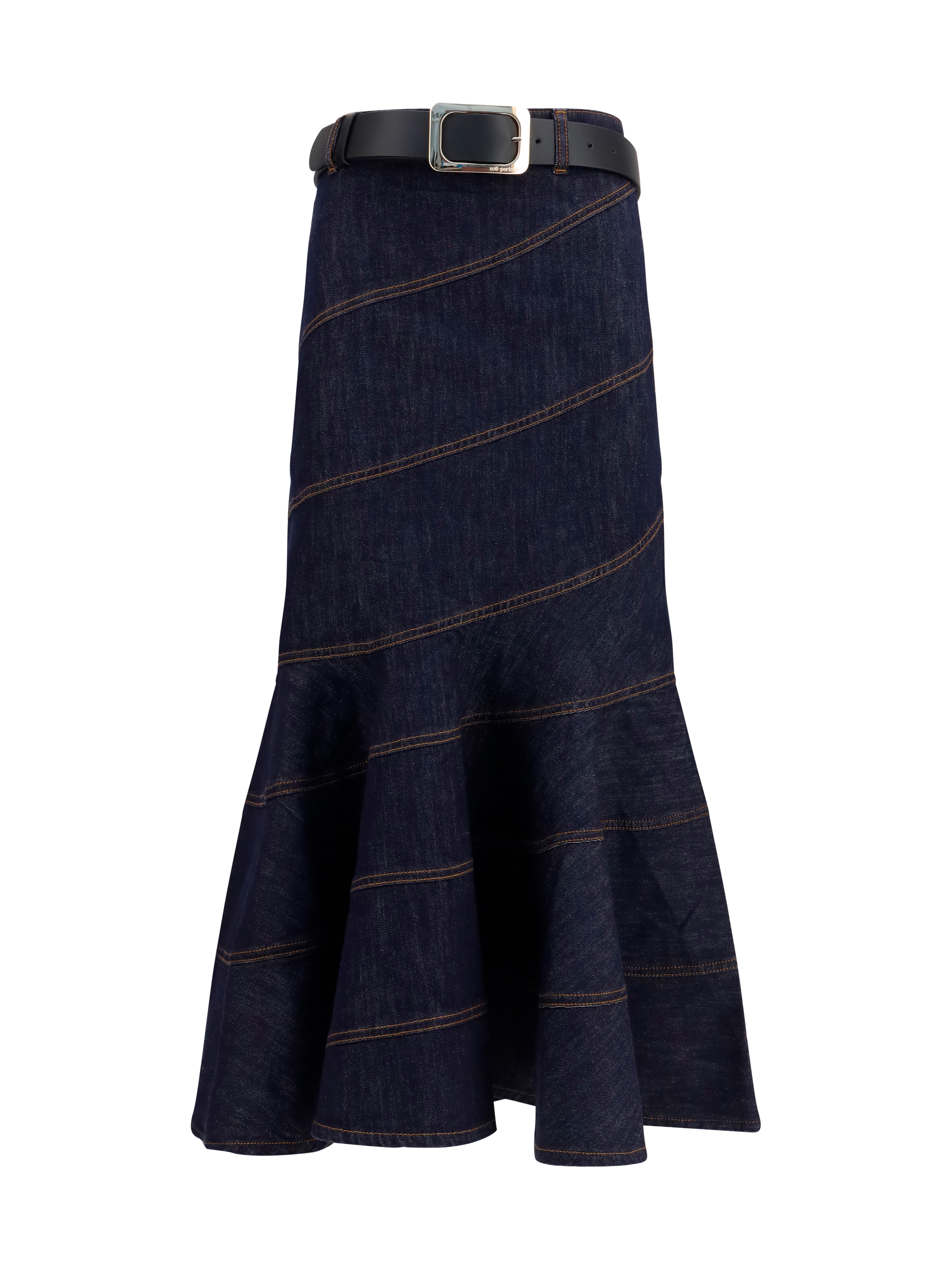 Denim midi Skirt with belt