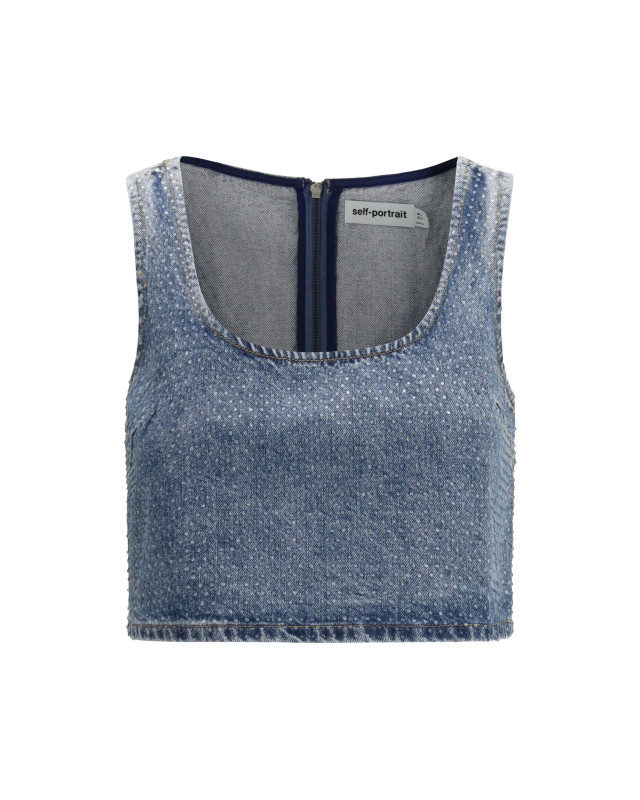 Rhinestone denim crop Top